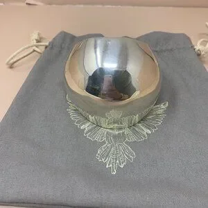 Bisjoux | Globe Dome Brass Handcrafted Bold Big Cuff Bracelet in Silver